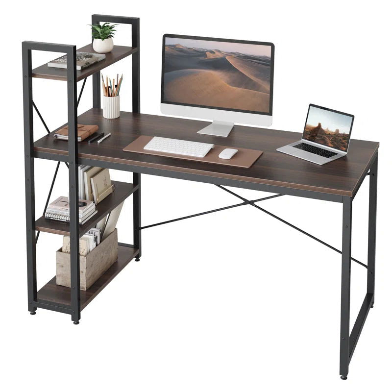 FURNISHIAA Simple Sheesham Wood Study Table with Bookshelf - Furnishiaa -  -